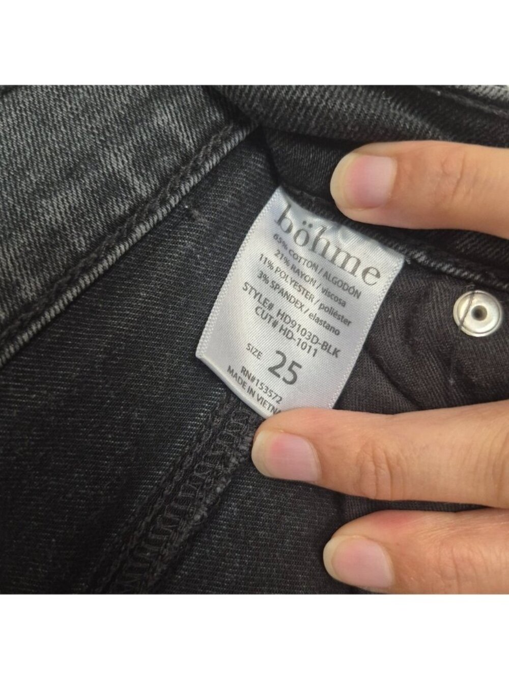 Böhme Womens High-Waisted Black Washed Straight-Leg Denim Jeans Size 25 - Picture 6 of 7